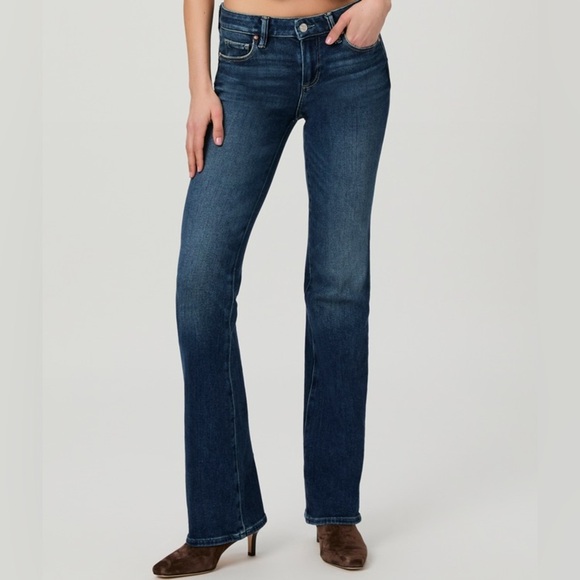 PAIGE Laurel Canyon Low Rise Dark Blue Denim Jeans Long Length 34.5” Inseam - Picture 14 of 16